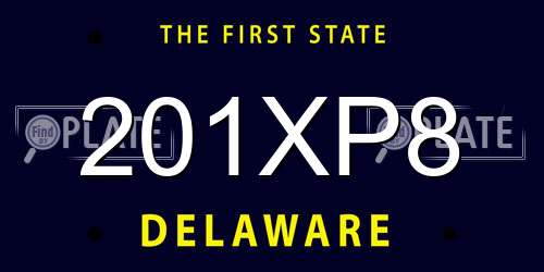 201XP8 Delaware License Plate