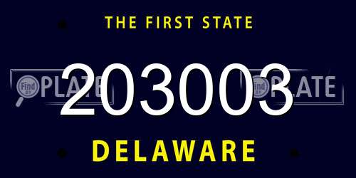 203003 Delaware License Plate