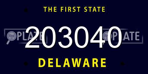 203040 Delaware License Plate