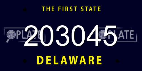 203045 Delaware License Plate