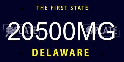 20500MG Delaware License Plate