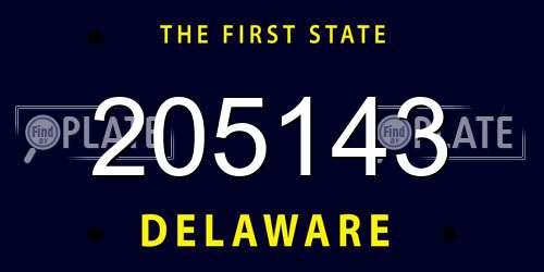 205143 Delaware License Plate