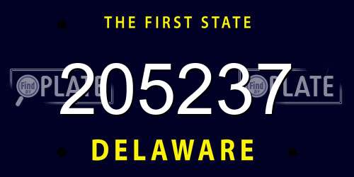 205237 Delaware License Plate