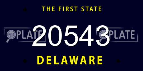 20543 Delaware License Plate