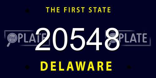 20548 Delaware License Plate