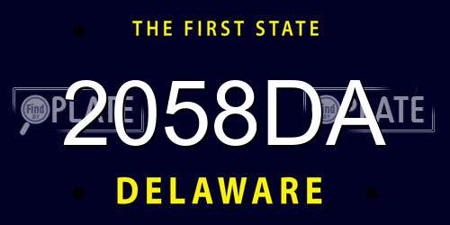 2058DA Delaware License Plate