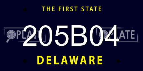 205B04 Delaware License Plate