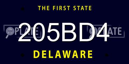 205BD4 Delaware License Plate
