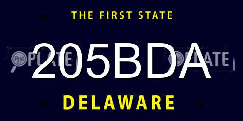 205BDA Delaware License Plate