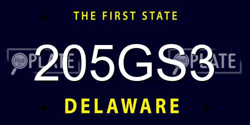 205GS3 Delaware License Plate