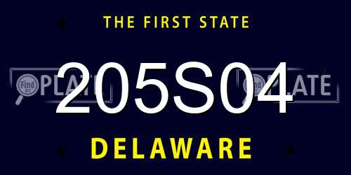 205S04 Delaware License Plate
