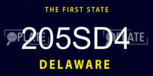 205SD4 Delaware License Plate