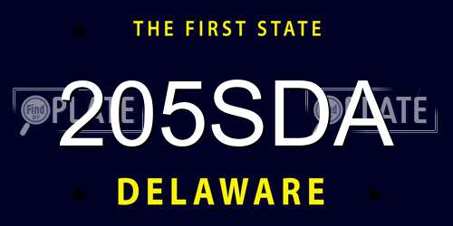 205SDA Delaware License Plate