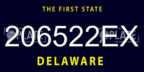 206522EX Delaware License Plate