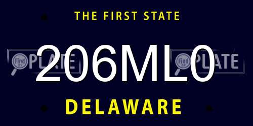 206ML0 Delaware License Plate