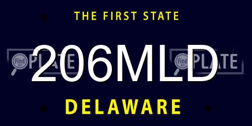 206MLD Delaware License Plate