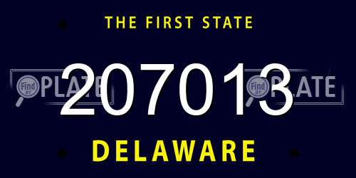 207013 Delaware License Plate