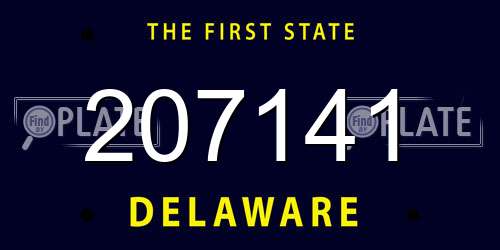 207141 Delaware License Plate