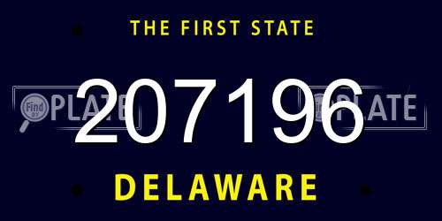 207196 Delaware License Plate