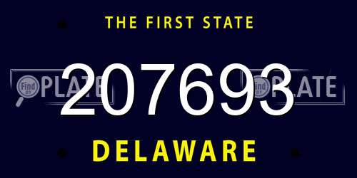 207693 Delaware License Plate
