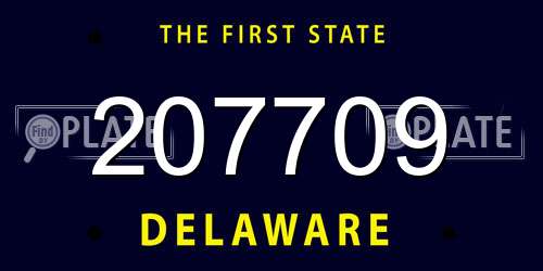 207709 Delaware License Plate