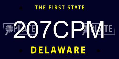 207CPM Delaware License Plate