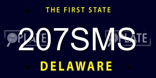 207SMS Delaware License Plate