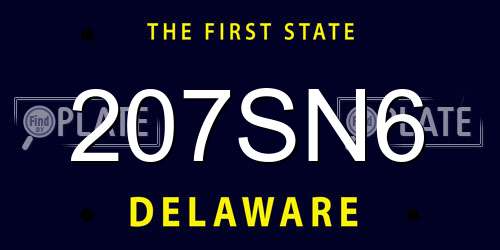 207SN6 Delaware License Plate