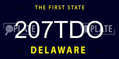 207TDO Delaware License Plate