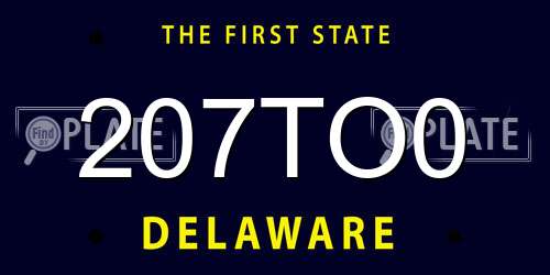 207TO0 Delaware License Plate