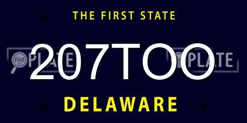 207TOO Delaware License Plate