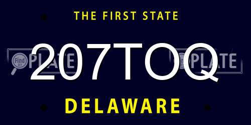 207TOQ Delaware License Plate