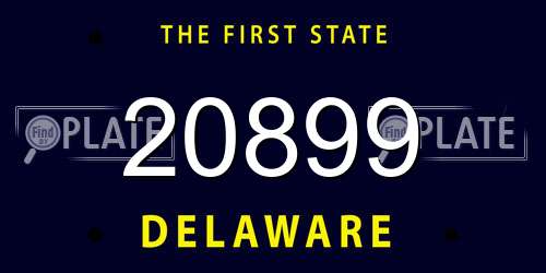 20899 Delaware License Plate