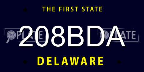 208BDA Delaware License Plate