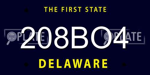 208BO4 Delaware License Plate