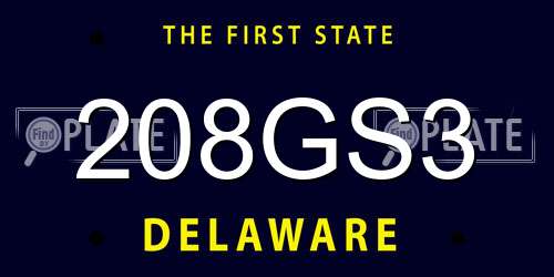 208GS3 Delaware License Plate