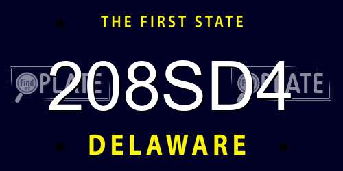 208SD4 Delaware License Plate