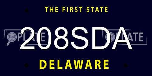 208SDA Delaware License Plate