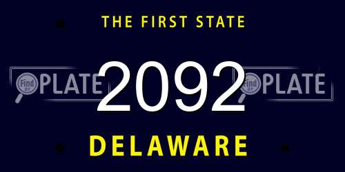 2092 Delaware License Plate