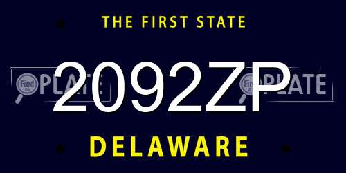 2092ZP Delaware License Plate