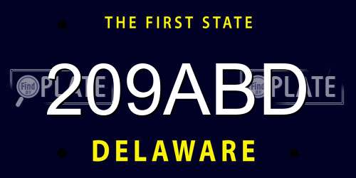 209ABD Delaware License Plate