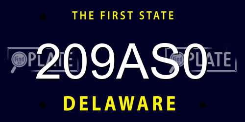 209AS0 Delaware License Plate