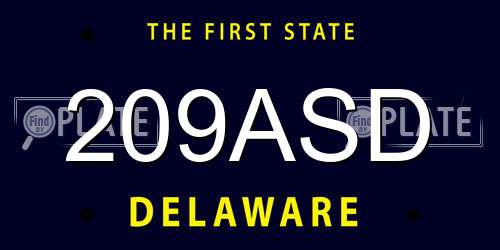 209ASD Delaware License Plate