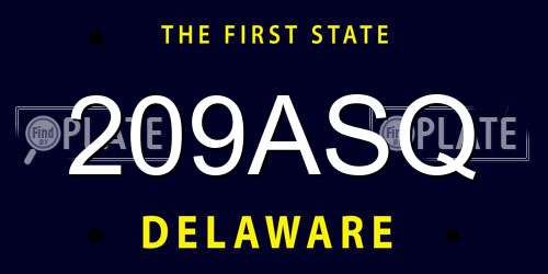 209ASQ Delaware License Plate