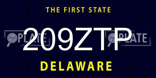 209ZTP Delaware License Plate