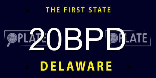 20BPD Delaware License Plate