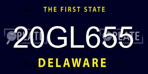 20GL655 Delaware License Plate