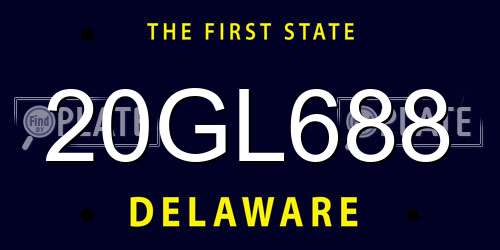 20GL688 Delaware License Plate