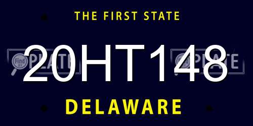 20HT148 Delaware License Plate