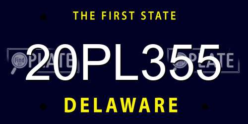 20PL355 Delaware License Plate